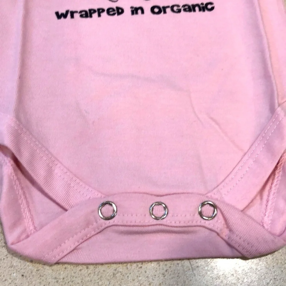 THE GREEN CREATION ORGANIC COTTON ONE PIECE BABY GIRL PINK 2 PACK SZ 0 TO 3 MO